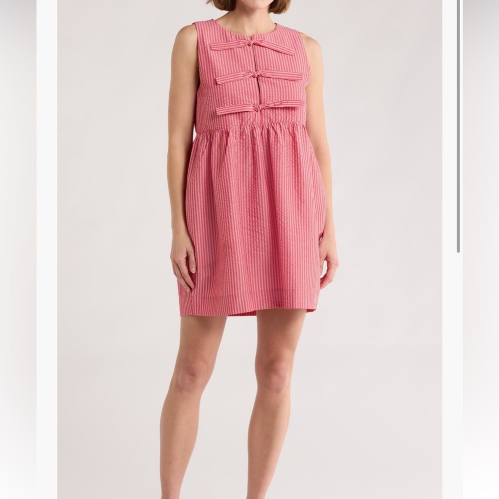Red and White Striped Sleeveless Dress